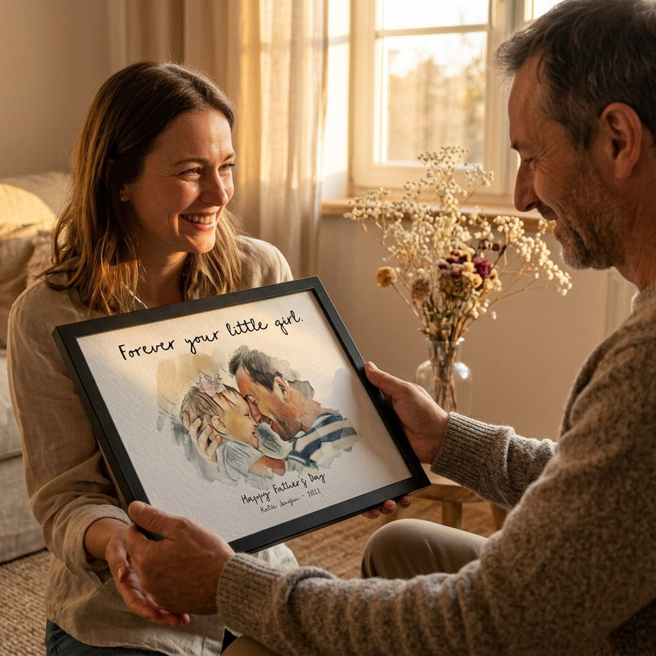 Custom Watercolor Photo Frame | Personalized Dad Gift Plaque