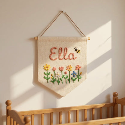 Personalized Floral Name Banner for Girl Nursery