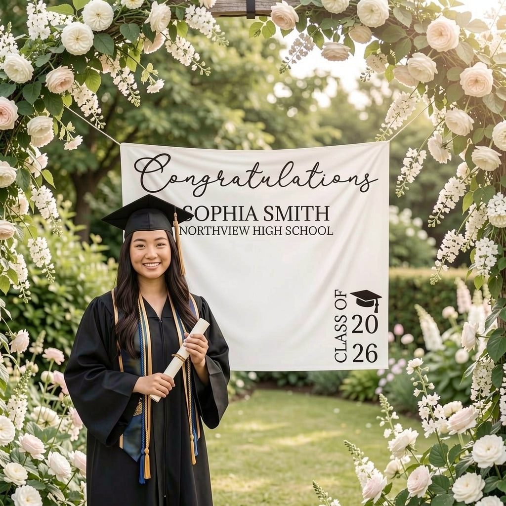 Personalized Graduation Backdrop 2026 | Custom Party Banner