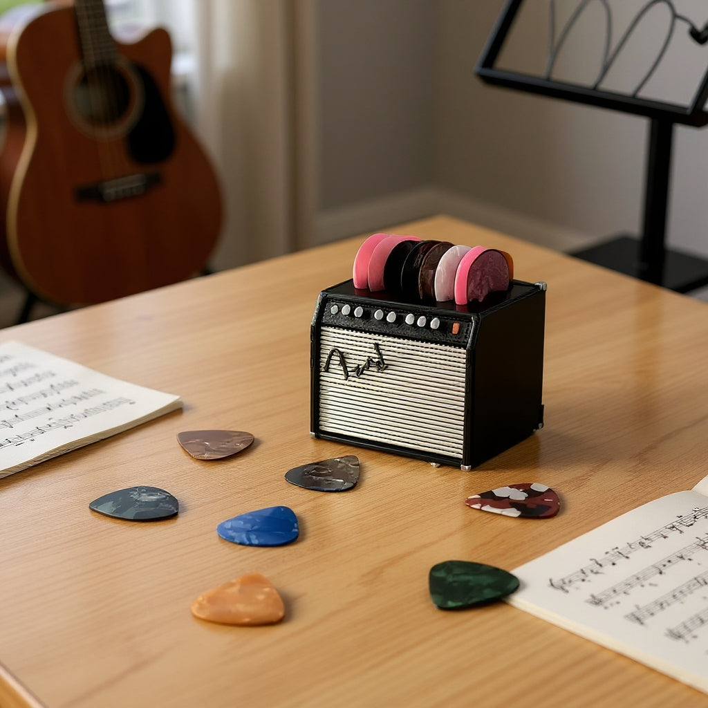 Custom Name Mini Guitar Amp Pick Holder – Classic Amp Style, 8 Pick Organizer