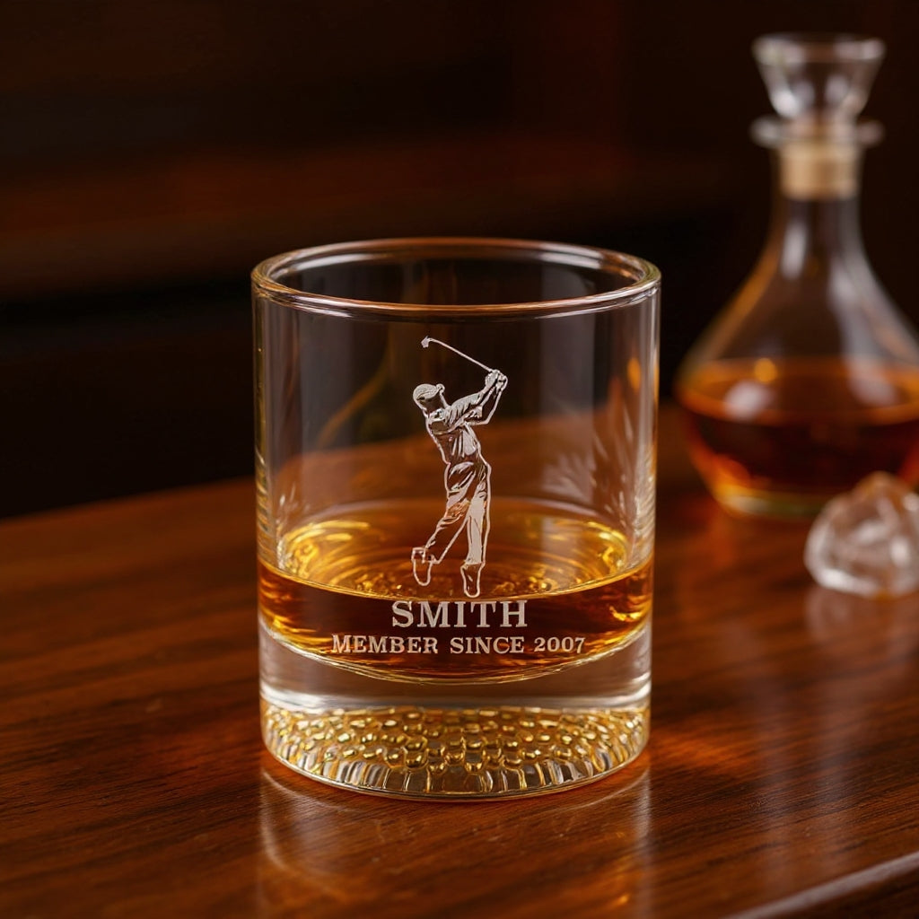 Personalized Golf Whiskey Glass – Custom Gift for Him