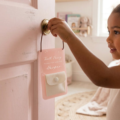 Personalized Tooth Fairy Door Hanger Sign with Child Name