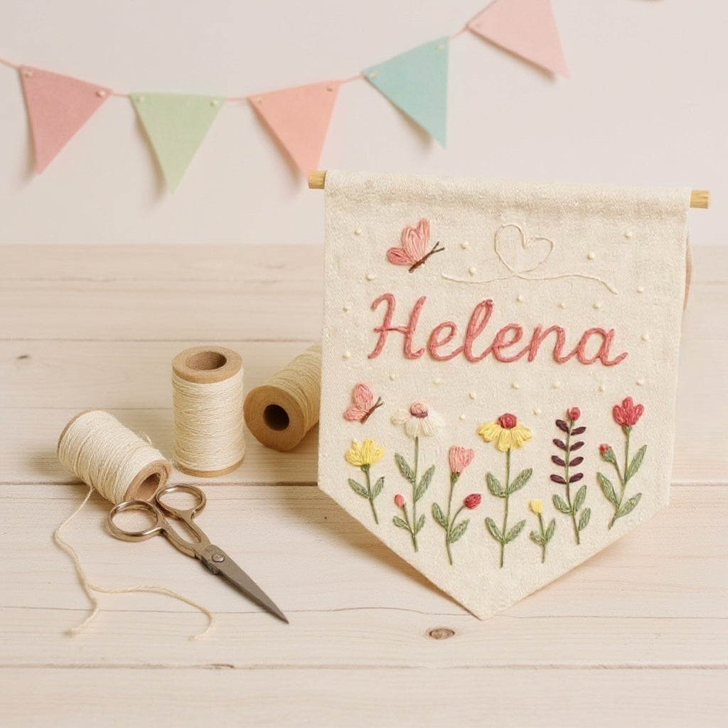 Personalized Floral Name Banner for Girl Nursery