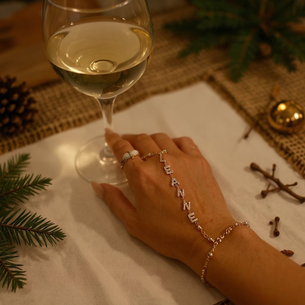 Custom Name Hand Chain – Pavé Gold & Silver Personalized Bracelet
