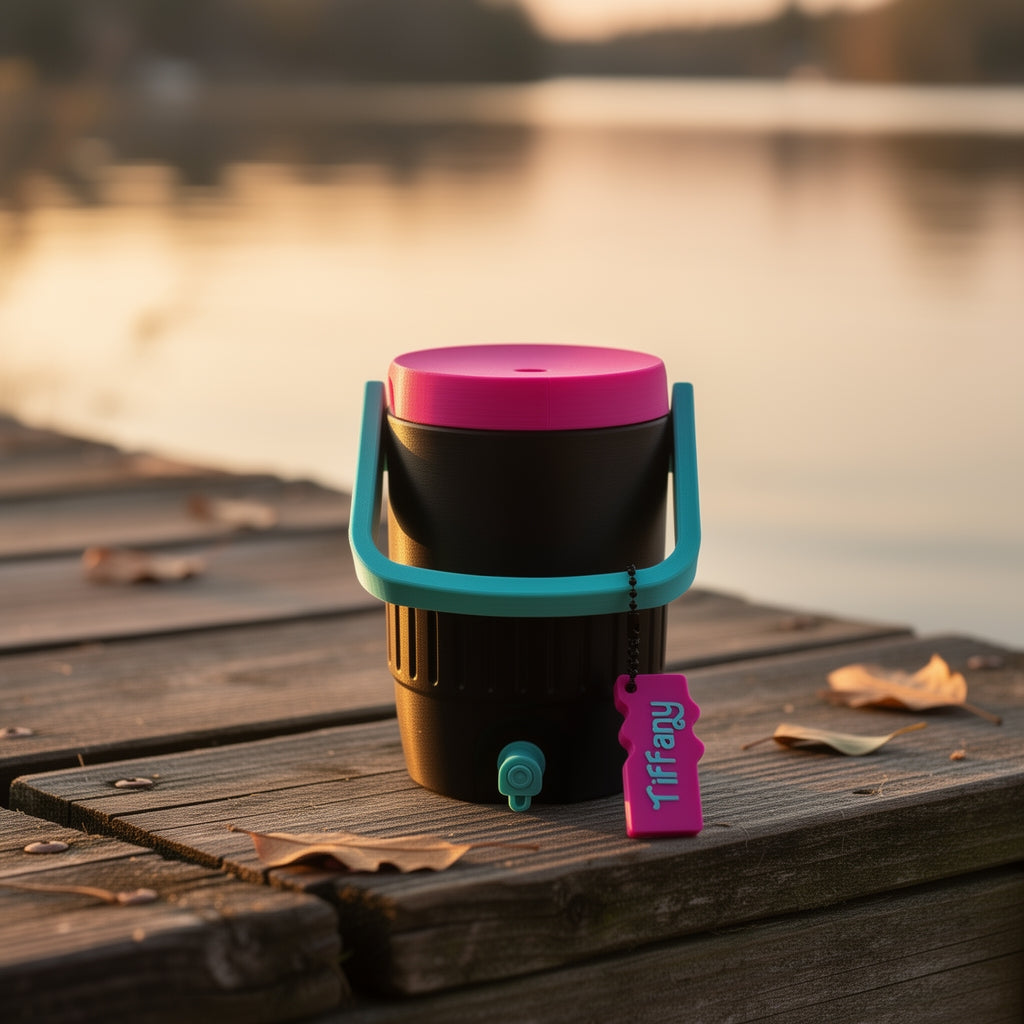 Mini Cooler Can Holder Set with Custom Name Opener Chain