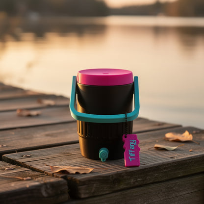 Mini Cooler Can Holder Set with Custom Name Opener Chain
