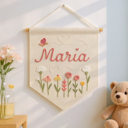 Personalized Floral Name Banner for Girl Nursery