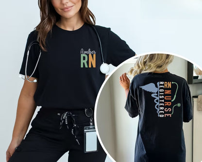 Personalisiertes Krankenschwester Shirt mit Namen – Personalisiertes RN CNA Geschenk Unisex T-Shirt