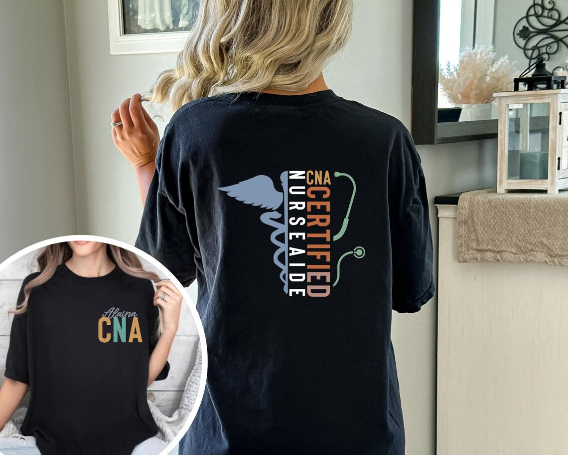 Personalisiertes Krankenschwester Shirt mit Namen – Personalisiertes RN CNA Geschenk Unisex T-Shirt