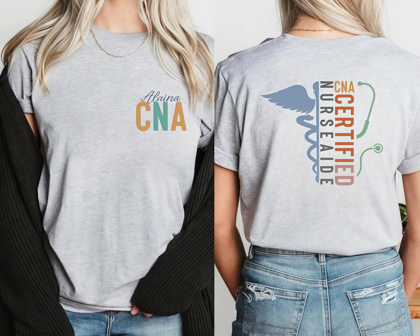 Personalisiertes Krankenschwester Shirt mit Namen – Personalisiertes RN CNA Geschenk Unisex T-Shirt