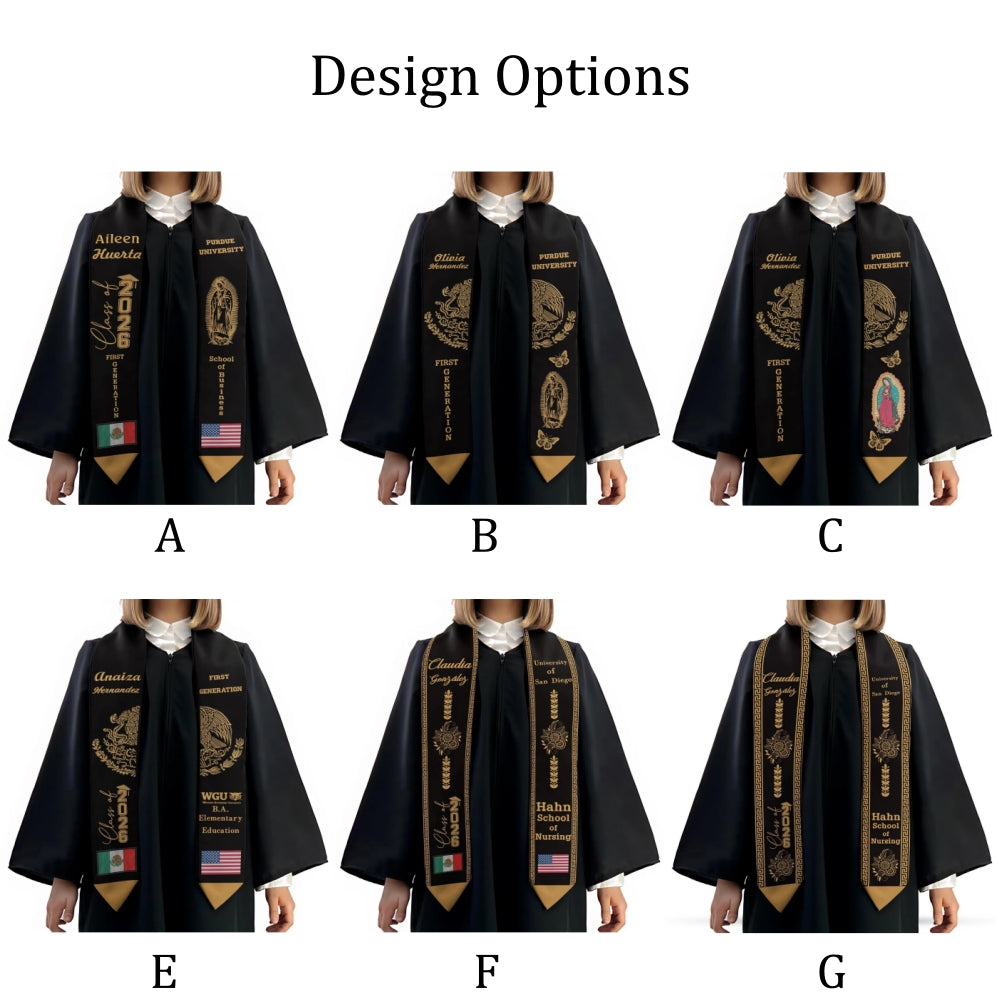 Personalized Mexican Graduation Stole – Name, School, Class of 2026