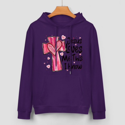 Sweat à capuche unisexe Jesus Loves Me - Cadeau de Saint-Valentin