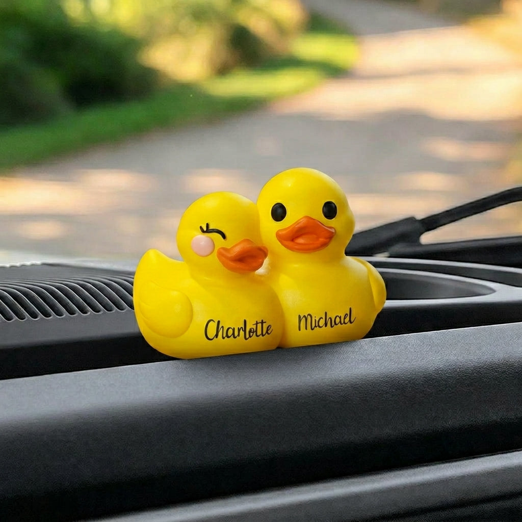 Custom Name Duck Couple Figurine, Cute Anniversary Gift
