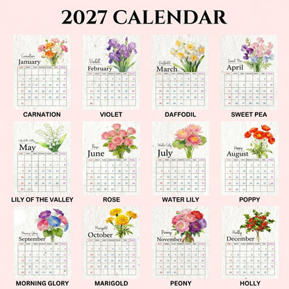Personalized 2027 Plantable Flower Seed Paper Calendar with Wooden Stand