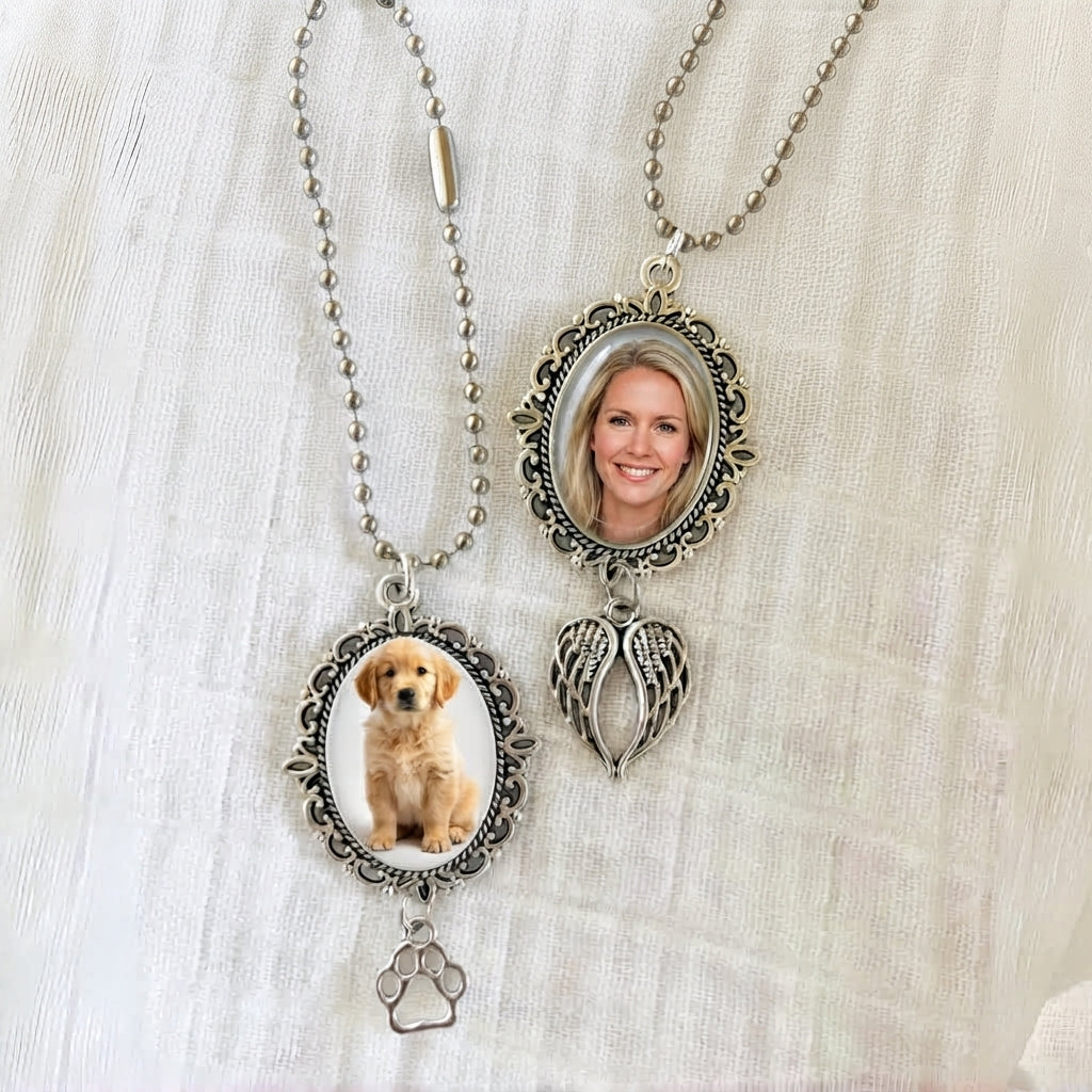 Personalized Memorial Car Charm | Photo Rearview Mirror Keepsake