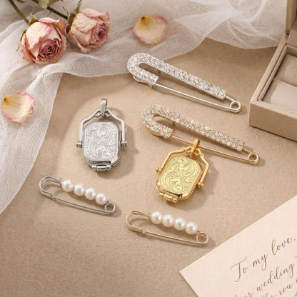 Personalized Wedding Bouquet Photo Charm, Memorial Locket Pin