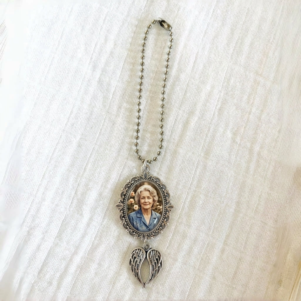 Personalized Memorial Car Charm | Photo Rearview Mirror Keepsake