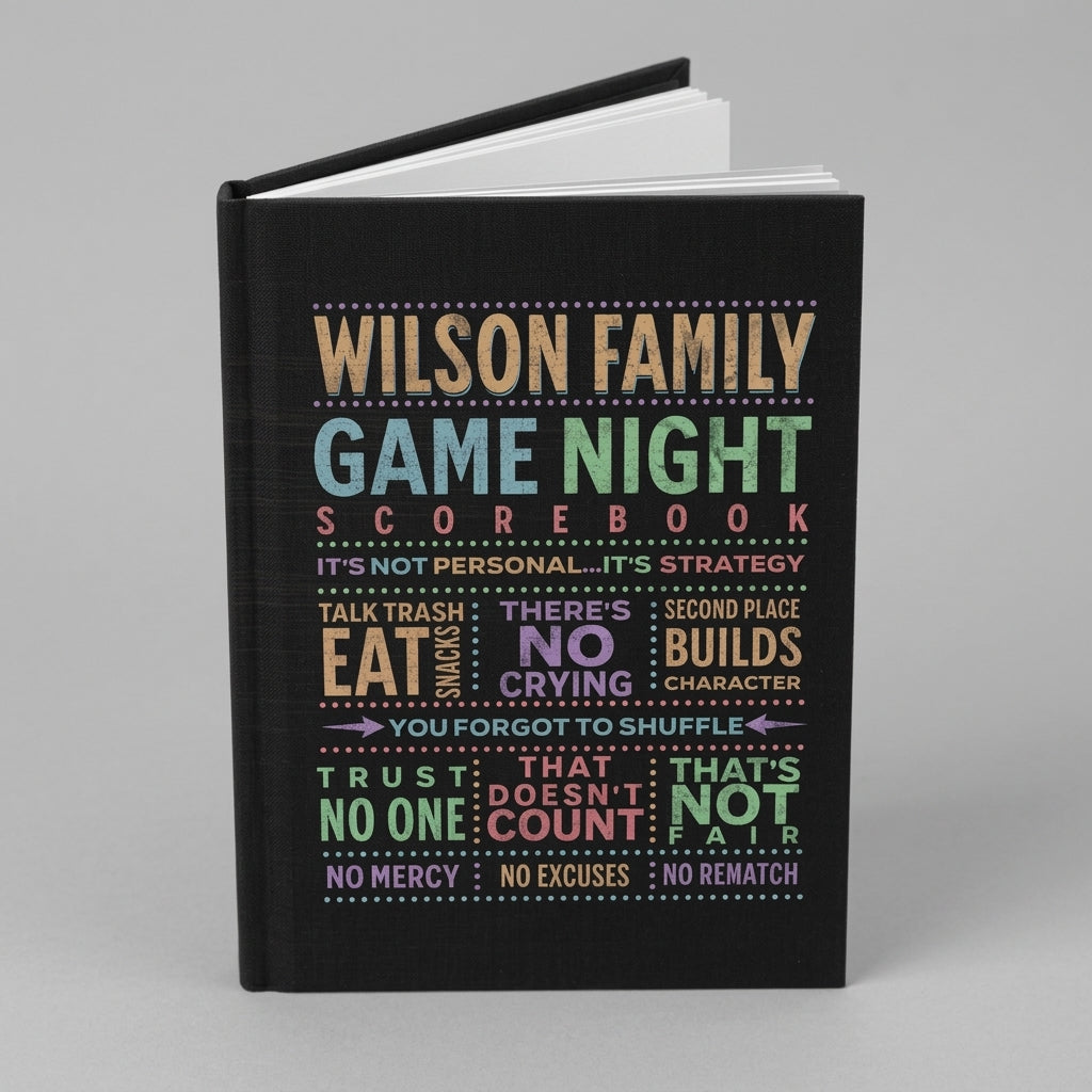 Personalized Family Game Night Scorebook, Custom Family Game Log, Board Game Lover Gift