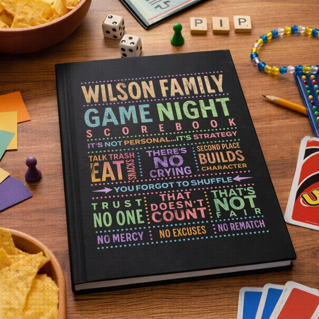 Personalized Family Game Night Scorebook, Custom Family Game Log, Board Game Lover Gift