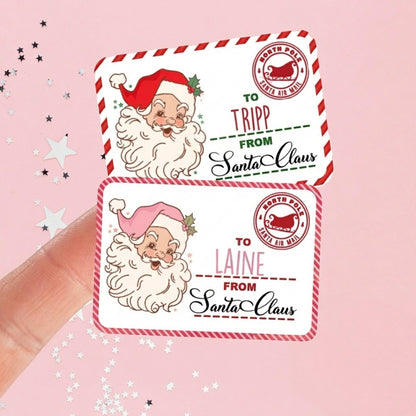 Personalized From Santa Stickers, Custom Christmas Gift Labels for Kids, 2 Sets