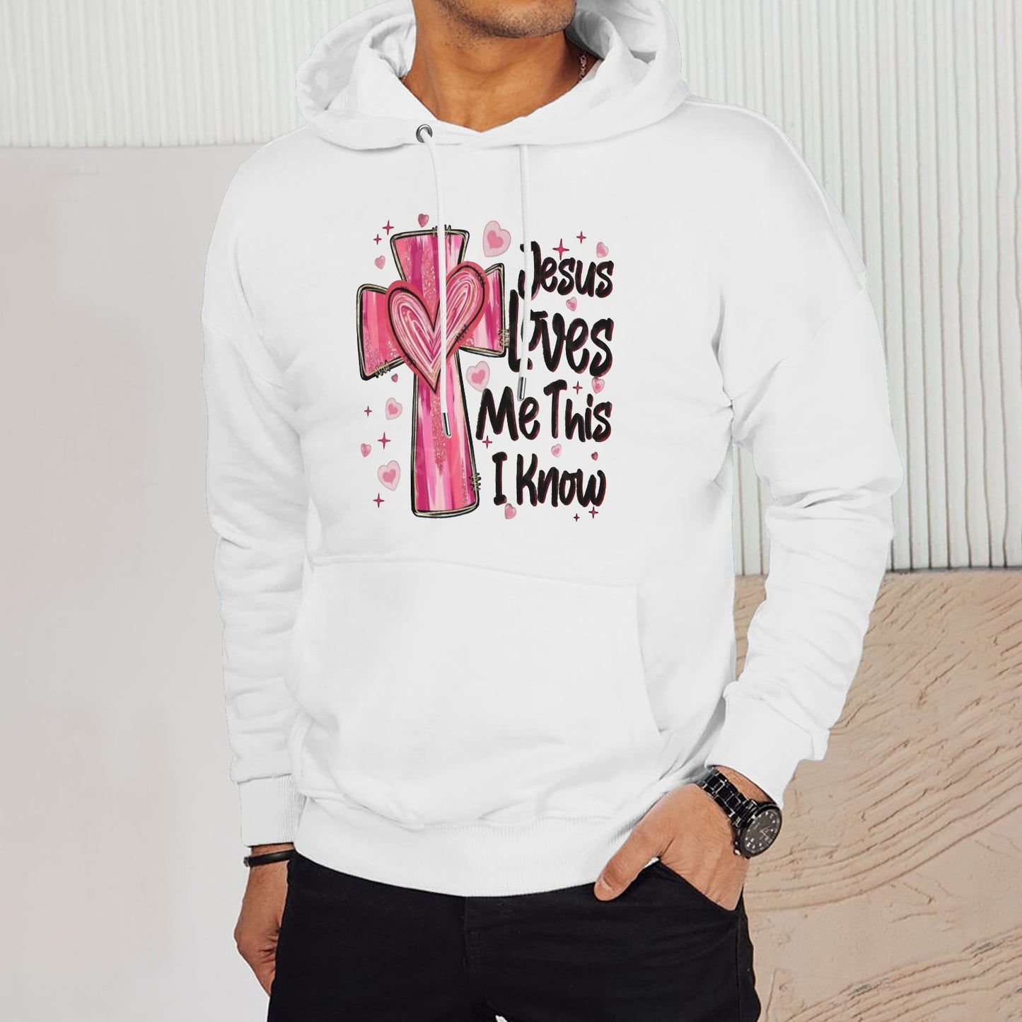 Sweat à capuche unisexe Jesus Loves Me - Cadeau de Saint-Valentin