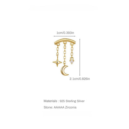 925 Sterling Silver Star Dangle Helix Earring | Hypoallergenic Cartilage Stud