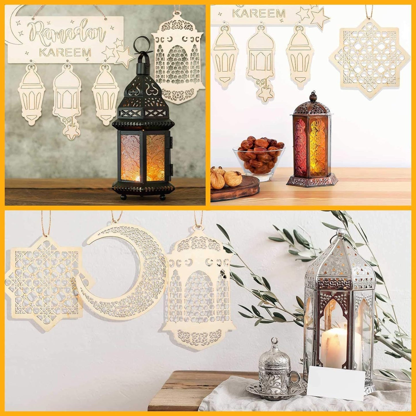 Wooden Ramadan Kareem Pendant | Moon & Star Eid Decoration
