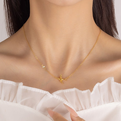 Personalized Bird Necklace with Birthstone Gift for Her