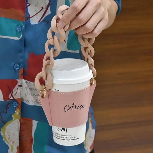 Custom Cup Sleeve with Chain – 9 Colors, Personalized Text