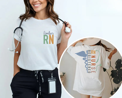 Personalisiertes Krankenschwester Shirt mit Namen – Personalisiertes RN CNA Geschenk Unisex T-Shirt
