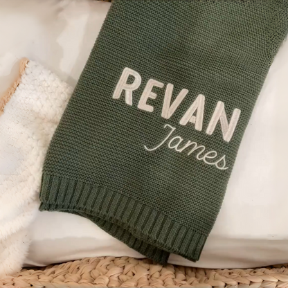 Personalized Baby Blanket | Embroidered Name Cotton Knit Blanket