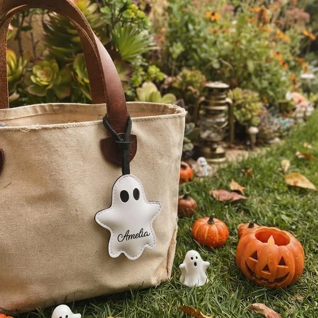 Personalized Ghost Bag Charm | Custom Name Halloween Bag Charm