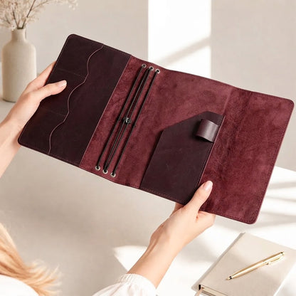 Personalized A5 Leather Journal Cover, Refillable Notebook Cover