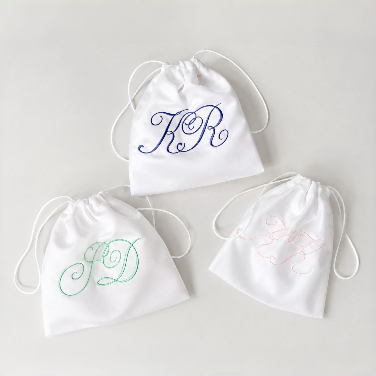 Personalized White Satin Dust Bag | Custom Monogram Gift
