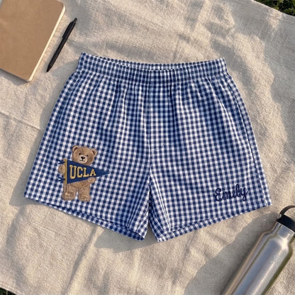 Personalized College Gingham Shorts | Custom Game Day Shorts