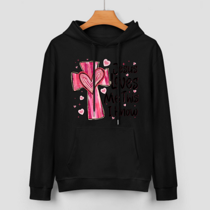 Sweat à capuche unisexe Jesus Loves Me - Cadeau de Saint-Valentin
