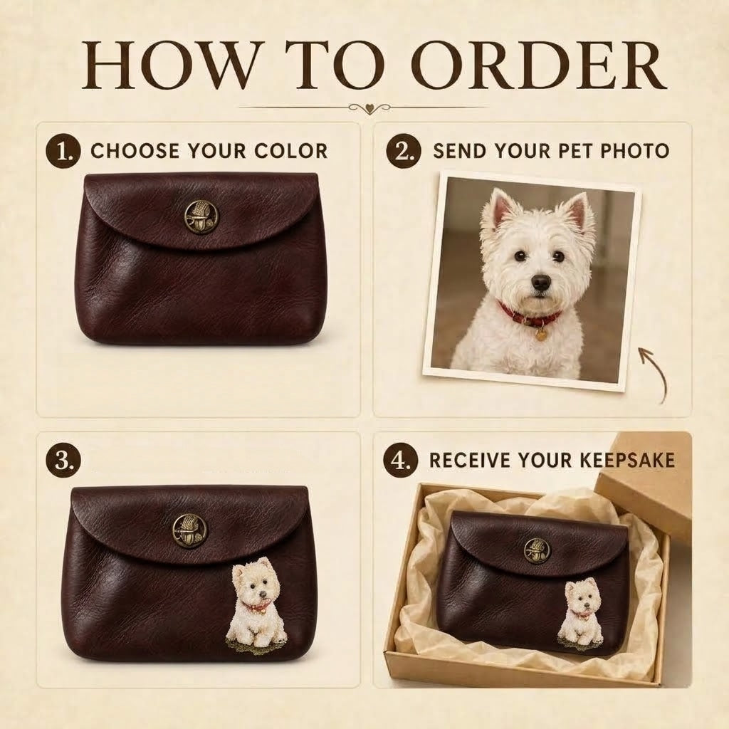 Personalized Pet Portrait Leather Wallet | Dog & Cat Lover Gift