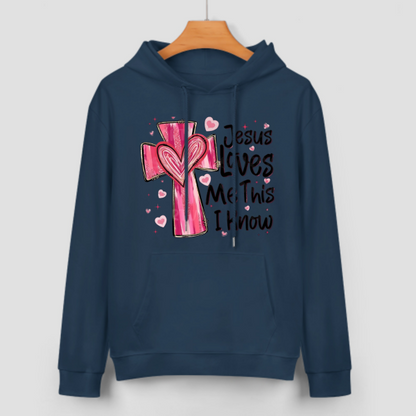 Sweat à capuche unisexe Jesus Loves Me - Cadeau de Saint-Valentin