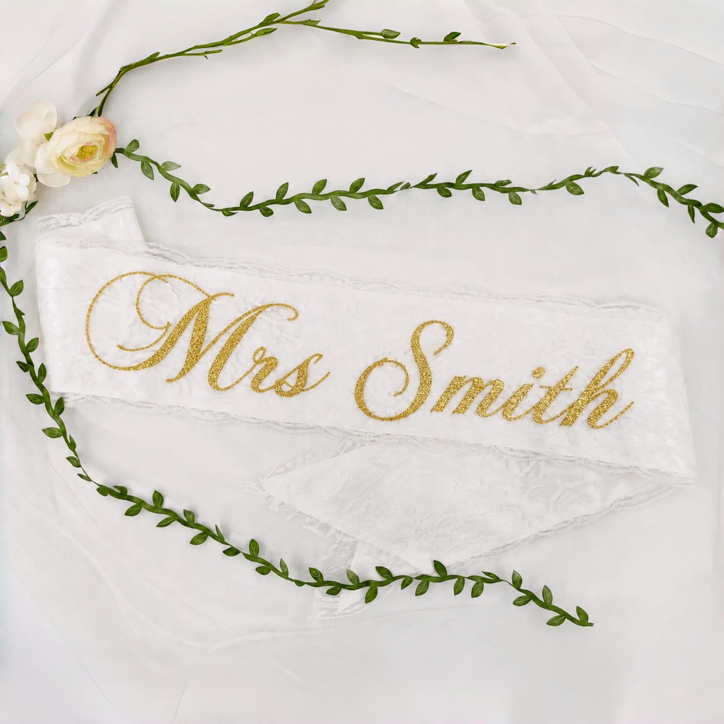 Personalized Lace Satin Bridal Sash | Custom Wedding Party Sash