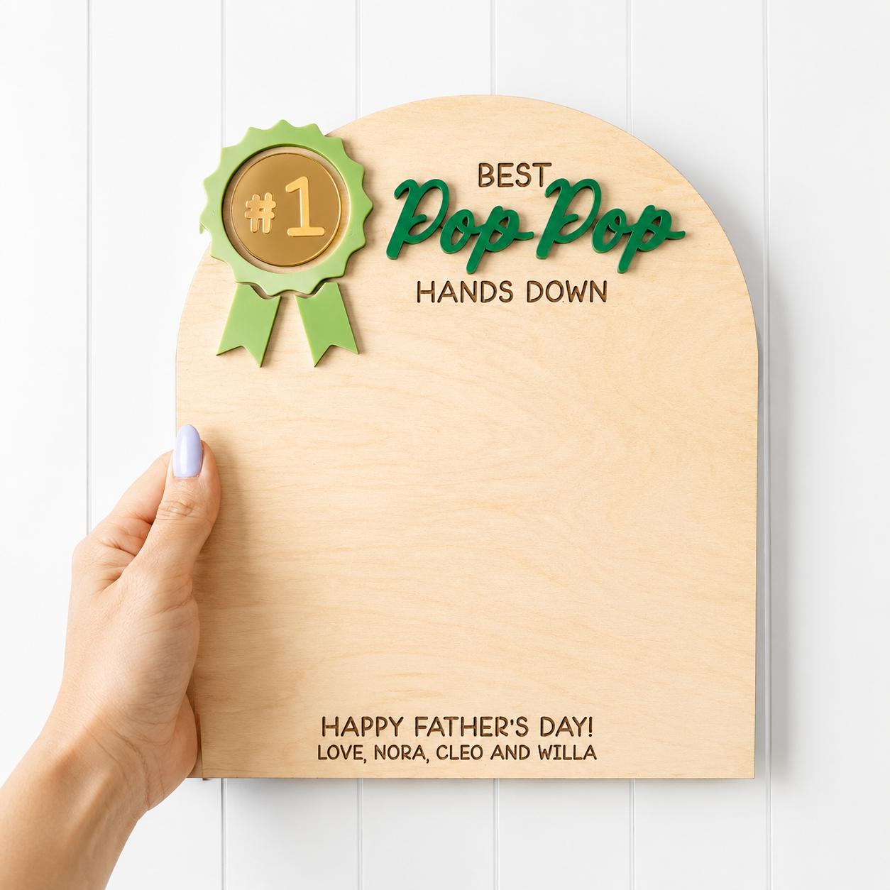 Personalized Father's Day Handprint Wood Sign Gift for Dad