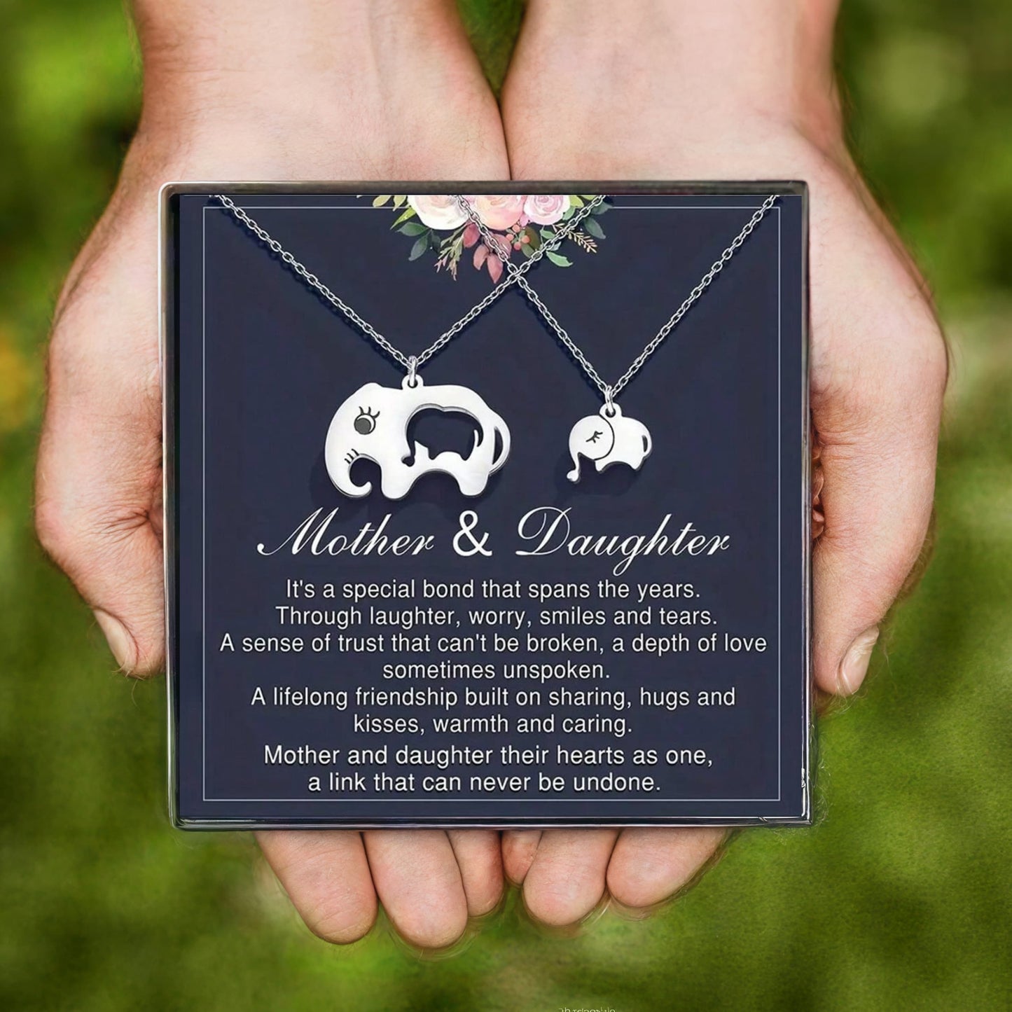 2pc Elephant Pendant Necklace – Mother & Daughter Set for Mother’s Day