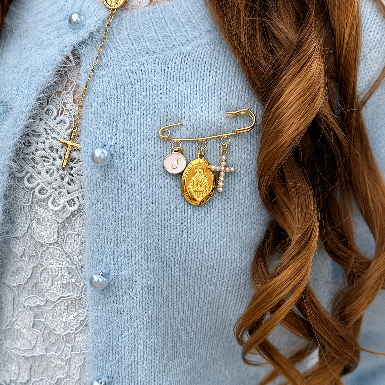 Personalized Saint Keepsake Pin | Catholic Faith Gift Jewelry