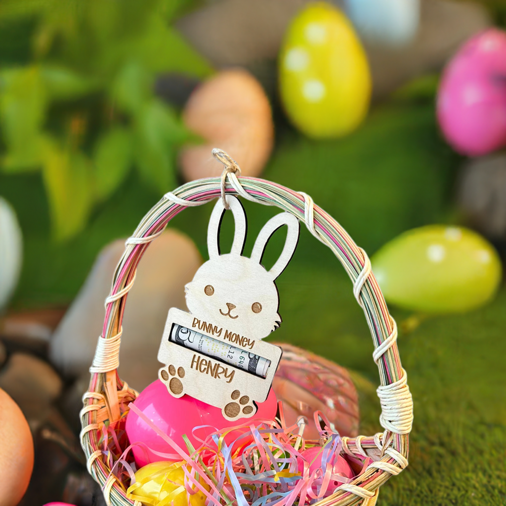 Personalized Easter Bunny Money Holder| Easter Basket Stuffer| Easter Basket Tag
