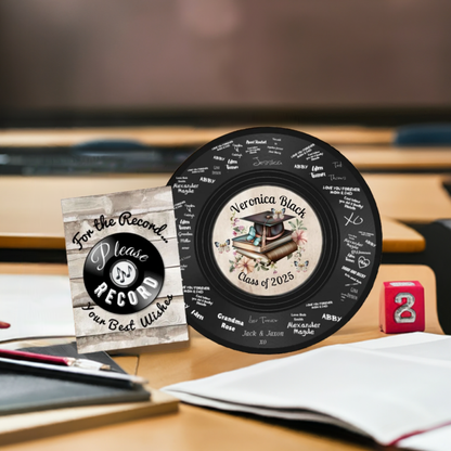 Vinyl Record DIY Graduation Party Guest Book – Custom Gift🎓