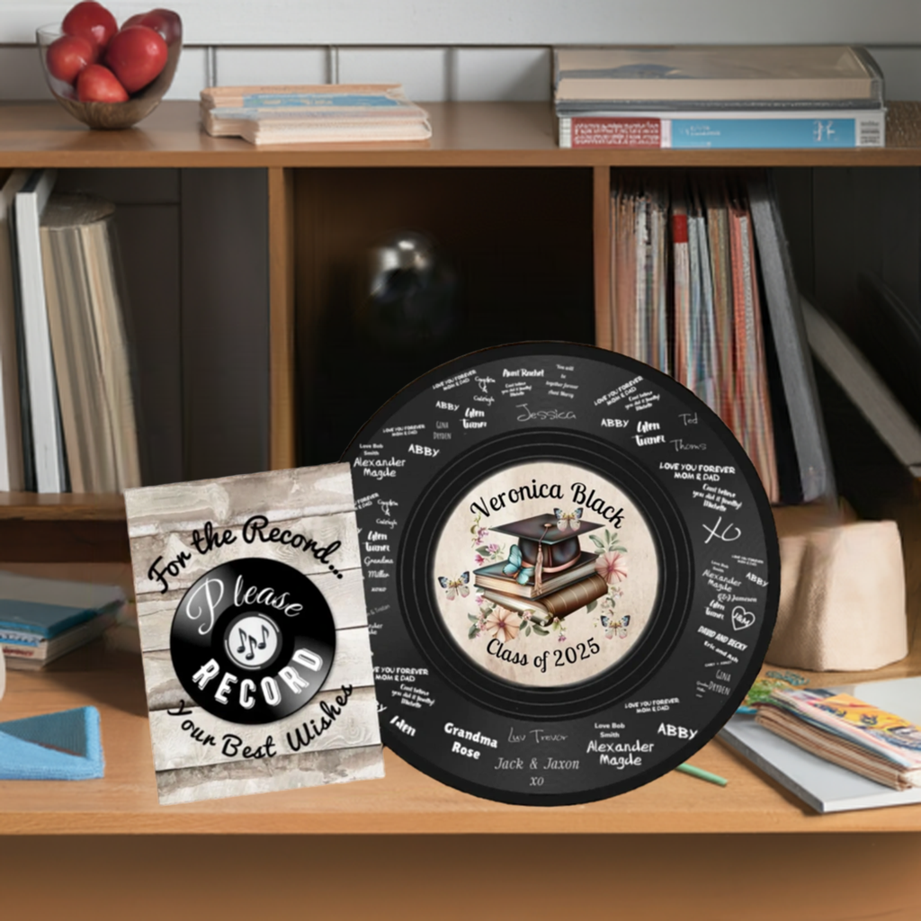 Vinyl Record DIY Graduation Party Guest Book – Custom Gift🎓