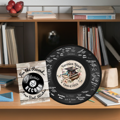 Vinyl Record DIY Graduation Party Guest Book – Custom Gift🎓