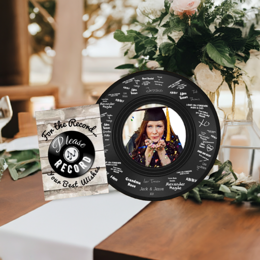 Vinyl Record DIY Graduation Party Guest Book – Custom Gift🎓