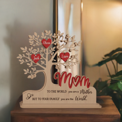 Custom Family Tree Stand with Names & Hearts | Personalized Gift for Mom