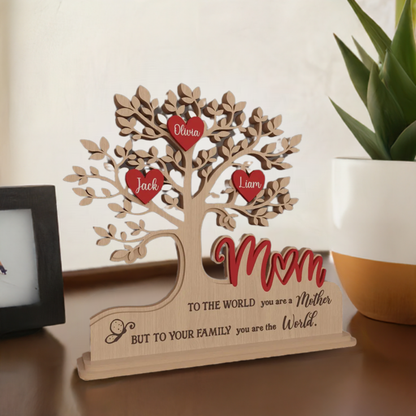 Custom Family Tree Stand with Names & Hearts | Personalized Gift for Mom
