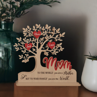 Custom Family Tree Stand with Names & Hearts | Personalized Gift for Mom